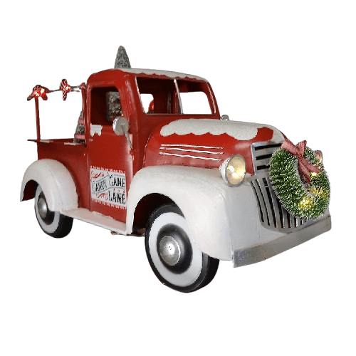 Toy truck with Christmas tree and wreath decorations