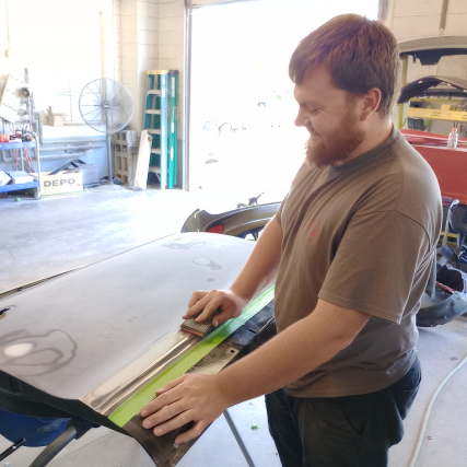 Shane buffing out any defects